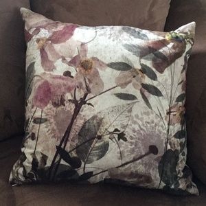Botanical wine moss and cream print pillow